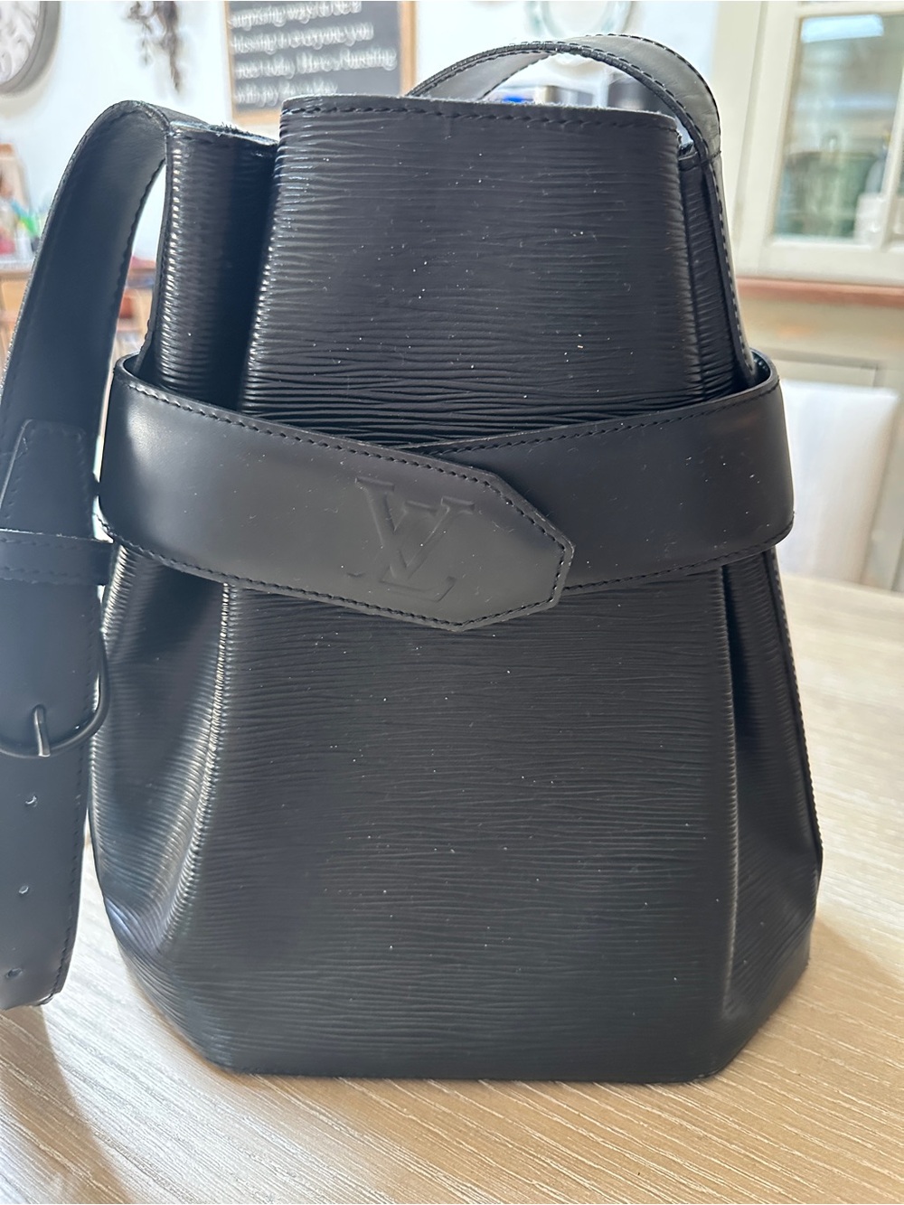 Louis Vuitton Black Epi Leather Messenger Bucket Bag